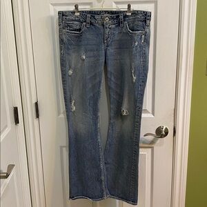 Silver Jeans Pioneer Distressed Bootcut Womens Size 32 Embroidered Pockets Y2K